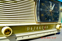 Charger l&#39;image dans la galerie, SOLD! - Sept 12, 2015 - Aqua and White Retro Jetsons 1956 RCA Victor 9-C-7LE Tube AM Clock Radio Totally Restored! - [product_type} - RCA Victor - Retro Radio Farm
