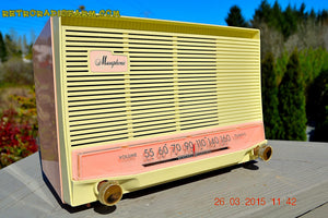 SOLD! - Sept 26, 2016 - COTTON Candy Pink Mid Century Retro Jetsons Vintage 1959 General Electric Model T-132B Musaphonic Tube Radio Totally Restored! - [product_type} - General Electric - Retro Radio Farm