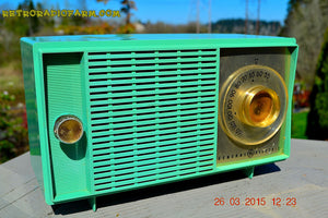 SOLD! - Apr 14, 2016 - BLUETOOTH MP3 READY SEA GREEN Mid Century Vintage 1959 General Electric Model T-129C Tube Radio - [product_type} - General Electric - Retro Radio Farm