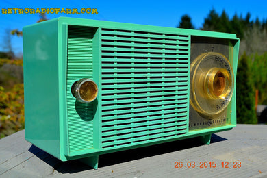 SOLD! - Apr 14, 2016 - BLUETOOTH MP3 READY SEA GREEN Mid Century Vintage 1959 General Electric Model T-129C Tube Radio