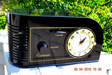 画像をギャラリービューアに読み込む, SOLD! - June 4, 2015 - CASABLANCA Black Golden Age Art Deco 1948 Continental Model 1600 AM Tube Clock Radio Totally Restored! - [product_type} - Continental - Retro Radio Farm