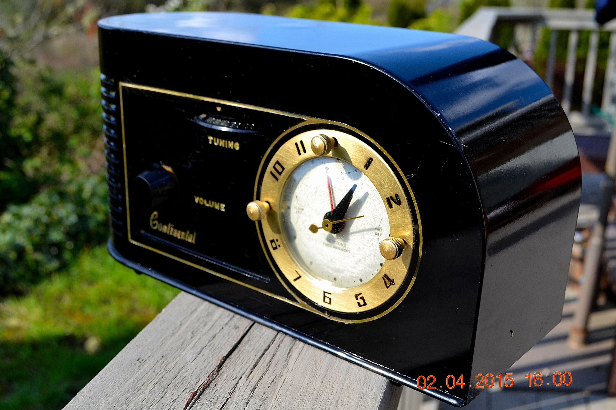 SOLD! - June 4, 2015 - CASABLANCA Black Golden Age Art Deco 1948 Continental Model 1600 AM Tube Clock Radio Totally Restored! - [product_type} - Continental - Retro Radio Farm