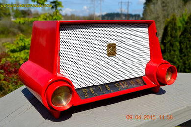 SOLD! - April 14, 2015 - CIMARRON RED Dashboard Retro Jetsons 1953 Motorola 53H Tube AM Radio Works!