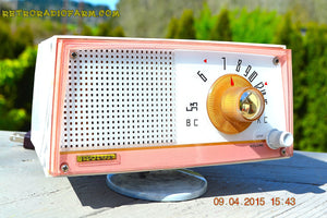 SOLD! - April 21, 2015 - NEW OLD STOCK PINK And White Marbelized Jetson Style Radio Lafayette Model FS-233 AM Tube Radio Unbelievable! - [product_type} - Lafayette - Retro Radio Farm