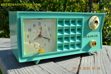 SOLD! - May 2, 2015 - PISTACHIO GREEN Retro Jetsons Mid Century Vintage 1955 Admiral Model 251 AM Tube Radio Totally Restored!