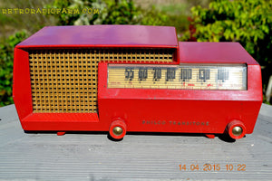 SOLD! - Apr 15, 2017 - MID CENTURY SPLIT LEVEL DREAM Red Retro Vintage 1953 Philco Model 53-563 AM Tube Radio Totally Restored! - [product_type} - Philco - Retro Radio Farm