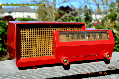 SOLD! - Apr 15, 2017 - MID CENTURY SPLIT LEVEL DREAM Red Retro Vintage 1953 Philco Model 53-563 AM Tube Radio Totally Restored!