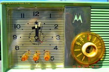 Load image into Gallery viewer, SOLD! - Aug 19, 2015 - BLUETOOTH MP3 READY - COOL MINT GREEN Retro Jetsons 1957 Motorola 5C25GW Tube AM Clock Radio Totally Restored! - [product_type} - Motorola - Retro Radio Farm