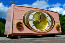 Load image into Gallery viewer, SOLD! - Sept 9, 2015 - PINK CYCLOPIC Vintage Mid Century Retro Jetsons 1957 Bulova Model 140 Tube AM Clock Radio WORKS! - [product_type} - Bulova - Retro Radio Farm
