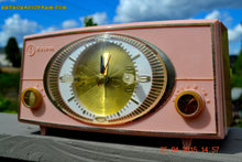 Load image into Gallery viewer, SOLD! - Sept 9, 2015 - PINK CYCLOPIC Vintage Mid Century Retro Jetsons 1957 Bulova Model 140 Tube AM Clock Radio WORKS! - [product_type} - Bulova - Retro Radio Farm