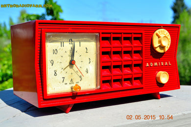 SOLD! - May 12, 2015 - FIRE ENGINE RED Retro Jetsons Mid Century Vintage 1955 Admiral Model 251 AM Tube Radio Totally Restored!