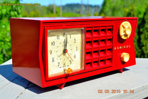 SOLD! - May 12, 2015 - FIRE ENGINE RED Retro Jetsons Mid Century Vintage 1955 Admiral Model 251 AM Tube Radio Totally Restored! - [product_type} - Admiral - Retro Radio Farm