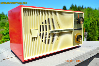 SOLD! - Feb 8, 2016 - BLUETOOTH MP3 READY - SALMON PINK Retro Jetsons Vintage 1959 Truetone Model D2832B AM Tube Radio WORKS!