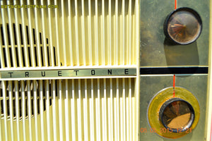 SOLD! - Feb 8, 2016 - BLUETOOTH MP3 READY - SALMON PINK Retro Jetsons Vintage 1959 Truetone Model D2832B AM Tube Radio WORKS! - [product_type} - Truetone - Retro Radio Farm