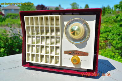SOLD! - Aug 24, 2015 - MAROON Mid Century Retro Jetsons Vintage 1959 Wards Airline Model GEN-1668A Tube Radio Totally Restored!