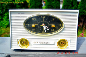 SOLD! - Aug 5, 2015 - Charcoal Grey Retro Jetsons Vintage 1959 RCA Victor Model 1-RD-50 AM Tube Clock Radio Totally Restored! - [product_type} - RCA Victor - Retro Radio Farm
