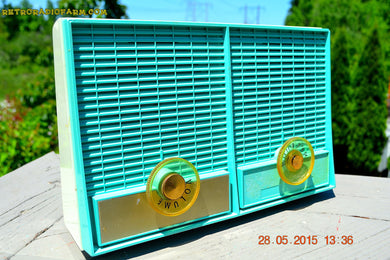 SOLD! - June 8, 2015 - CERULEAN Mid Century Retro Jetsons Vintage 1957 Philco M-872-124 AM Tube Radio Works!