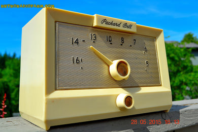 SOLD! - Sept 17, 2015 - IVORY WHITE Retro Jetsons Vintage 1956 Packard Bell 5R1 AM Tube Radio Works!