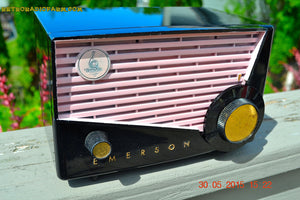 SOLD! - June 10, 2015 - AWESOME Black and Pink Retro Vintage 1957 Emerson 851 AM Tube Radio Totally Restored! - [product_type} - Emerson - Retro Radio Farm