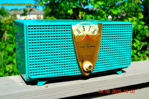 SOLD! - Dec 3, 2015 - AQUAMARINE Twin Speaker Retro Vintage 1959 Philco Model E-816-124 AM Tube Radio Totally Restored!