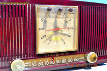 Charger l&#39;image dans la galerie, SOLD! - July 28, 2015 - BLUETOOTH MP3 READY Elegant Burgundy 1955 General Electric Model 543 Retro AM Clock Radio Works! - [product_type} - General Electric - Retro Radio Farm