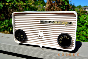 SOLD! - Jan 23, 2016 - BLUETOOTH MP3 READY - ALPINE WHITE Retro Jetsons 1957 Motorola Model 57A Tube AM Radio Works! - [product_type} - Motorola - Retro Radio Farm