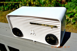 SOLD! - Jan 23, 2016 - BLUETOOTH MP3 READY - ALPINE WHITE Retro Jetsons 1957 Motorola Model 57A Tube AM Radio Works! - [product_type} - Motorola - Retro Radio Farm