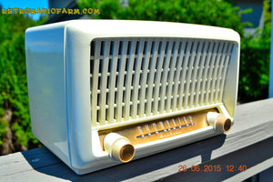SOLD! - Sept 6, 2015 - BLUETOOTH MP3 READY - Post War Industrial Ivory Retro Deco 1951 Wards Airline Model 15BR-1544A Tube Radio Totally Restored! - [product_type} - Airline - Retro Radio Farm