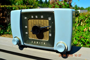 SOLD! - July 23, 2015 - BLUETOOTH MP3 READY -  Slate Grey Retro Mid Century Deco Vintage 1951 Zenith H615 AM Tube Radio Sounds Great! - [product_type} - Zenith - Retro Radio Farm