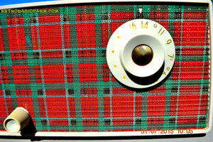 SOLD! - Sept 9, 2015 - MAD FOR PLAID! Mid Century Retro Vintage 1956 Westinghouse H503T5A Tube AM Radio WORKS! - [product_type} - Westinghouse - Retro Radio Farm