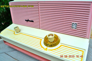SOLD! - Dec 5, 2015 - BLUETOOTH MP3 READY - DUSTY ROSE METALLIC Mid Century Retro Jetsons Vintage 1960 Sylvania Model 5T18 AM Tube Radio ULTRA RARE! - [product_type} - Sylvania - Retro Radio Farm