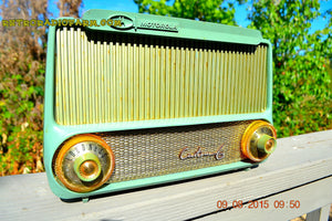 SOLD! - Mar 23, 2016 - PISTACHIO GREEN Mid Century Retro Jetsons 1955 Motorola Model A4G Custom 6 Tube AM Radio Rare! - [product_type} - Motorola - Retro Radio Farm