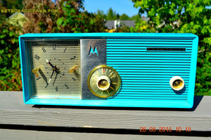 SOLD! - July 10, 2015 - BLUETOOTH MP3 READY - ELECTRIC BLUE Retro Jetsons 1957 Motorola 5C24CW Tube AM Clock Radio Works! - [product_type} - Motorola - Retro Radio Farm