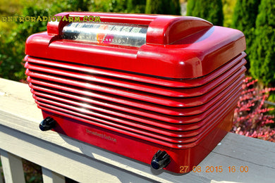SOLD! - Feb 11, 2016 - BORDEAUX RED Art Deco Vintage Retro Industrial Age 1949 Stromberg Carlson Model 1500-H Bakelite Tube Radio Totally Restored!