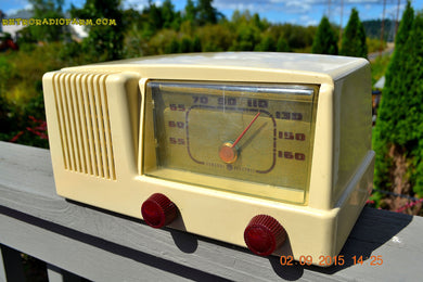 SOLD! - Jan 14, 2016 - BLUETOOTH MP3 READY Antique Ivory Colored Mid Century  1950 General Electric Model 401 AM Tube Radio