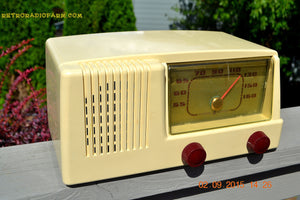 SOLD! - Jan 14, 2016 - BLUETOOTH MP3 READY Antique Ivory Colored Mid Century  1950 General Electric Model 401 AM Tube Radio - [product_type} - General Electric - Retro Radio Farm