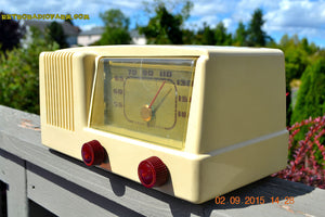 SOLD! - Jan 14, 2016 - BLUETOOTH MP3 READY Antique Ivory Colored Mid Century  1950 General Electric Model 401 AM Tube Radio - [product_type} - General Electric - Retro Radio Farm