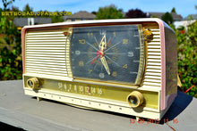 Charger l&#39;image dans la galerie, SOLD! - Oct 21, 2016 - BEAUTIFUL Powder Pink And White Retro Jetsons 1956 RCA Victor 9-C-71 Tube AM Clock Radio WORKS! - [product_type} - Vintage Radio - Retro Radio Farm