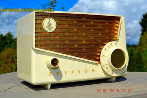 SOLD! - Jan 9, 2016 - BLUETOOTH MP3 READY - Rococco Ivory and Gold Retro Vintage 1957 Emerson 851 AM Tube Radio Totally Restored! - [product_type} - Emerson - Retro Radio Farm
