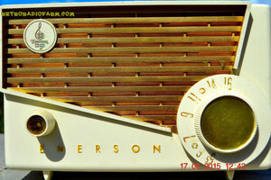 SOLD! - Jan 9, 2016 - BLUETOOTH MP3 READY - Rococco Ivory and Gold Retro Vintage 1957 Emerson 851 AM Tube Radio Totally Restored! - [product_type} - Emerson - Retro Radio Farm