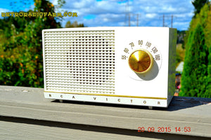 SOLD! - Dec 22, 2015 - BLUETOOTH MP3 READY - SNOW WHITE Retro Jetsons 1954 RCA Victor Model 3-X-536 Tube AM Radio Works! - [product_type} - RCA Victor - Retro Radio Farm