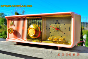 SOLD! - Oct 28, 2016 - PRINCESS PINK Retro Jetsons 1957 Motorola 57CC Tube AM Clock Radio Totally Restored! - [product_type} - Motorola - Retro Radio Farm