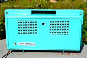 SOLD! - Dec 17, 2015 - BLUETOOTH MP3 READY - AQUAMARINE BLUE Retro Jetsons Vintage 1959 Arvin 2585 AM Tube Radio WORKS! - [product_type} - Arvin - Retro Radio Farm