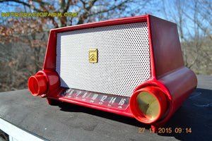 SOLD! - Mar 13, 2016 - CIMARRON RED Dashboard Mid Century Retro Jetsons 1953 Motorola 53H Tube AM Radio Works! - [product_type} - Motorola - Retro Radio Farm