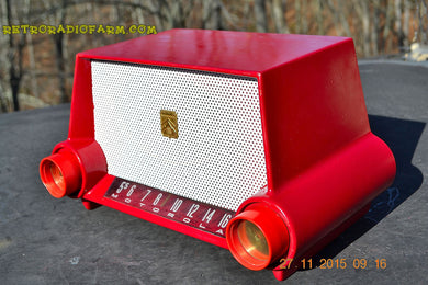 SOLD! - Mar 13, 2016 - CIMARRON RED Dashboard Mid Century Retro Jetsons 1953 Motorola 53H Tube AM Radio Works!