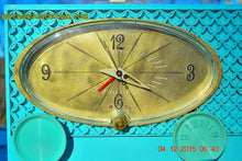 Load image into Gallery viewer, SOLD! - Jan 15, 2016 - POWDER BLUE Mid Century Fleur-De-50s Vintage Atomic Age 1959 Admiral Y3359 Tube AM Radio Clock Alarm Works! - [product_type} - Admiral - Retro Radio Farm