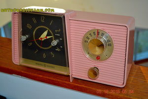 SOLD! - Mar 24, 2016 - POWDER PINK Mid Century Jetsons 1959 General Electric Model C-406A Tube AM Clock Radio Works Great Some Issues - [product_type} - General Electric - Retro Radio Farm