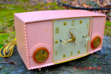 Load image into Gallery viewer, SOLD! - Mar 5, 2016 - PINK MARTINI Vintage Mid Century Retro Jetsons 1959 Bulova Model 170 Tube AM Clock Radio WORKS! - [product_type} - Bulova - Retro Radio Farm