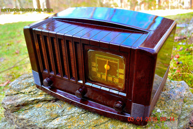 SOLD! - Feb 14, 2016 - BIG BROWN BAKELITE Art Deco Vintage Industrial Age 1948 Stromberg Carlson Model 1100 Tube Radio Totally Restored