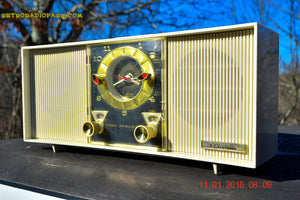 SOLD! - Apr 22, 2016 - BLUETOOTH MP3 READY - Mid Century Retro Ivory 1965 Wards Airline Model 1824A Tube Radio Totally Restored! - [product_type} - Airline - Retro Radio Farm